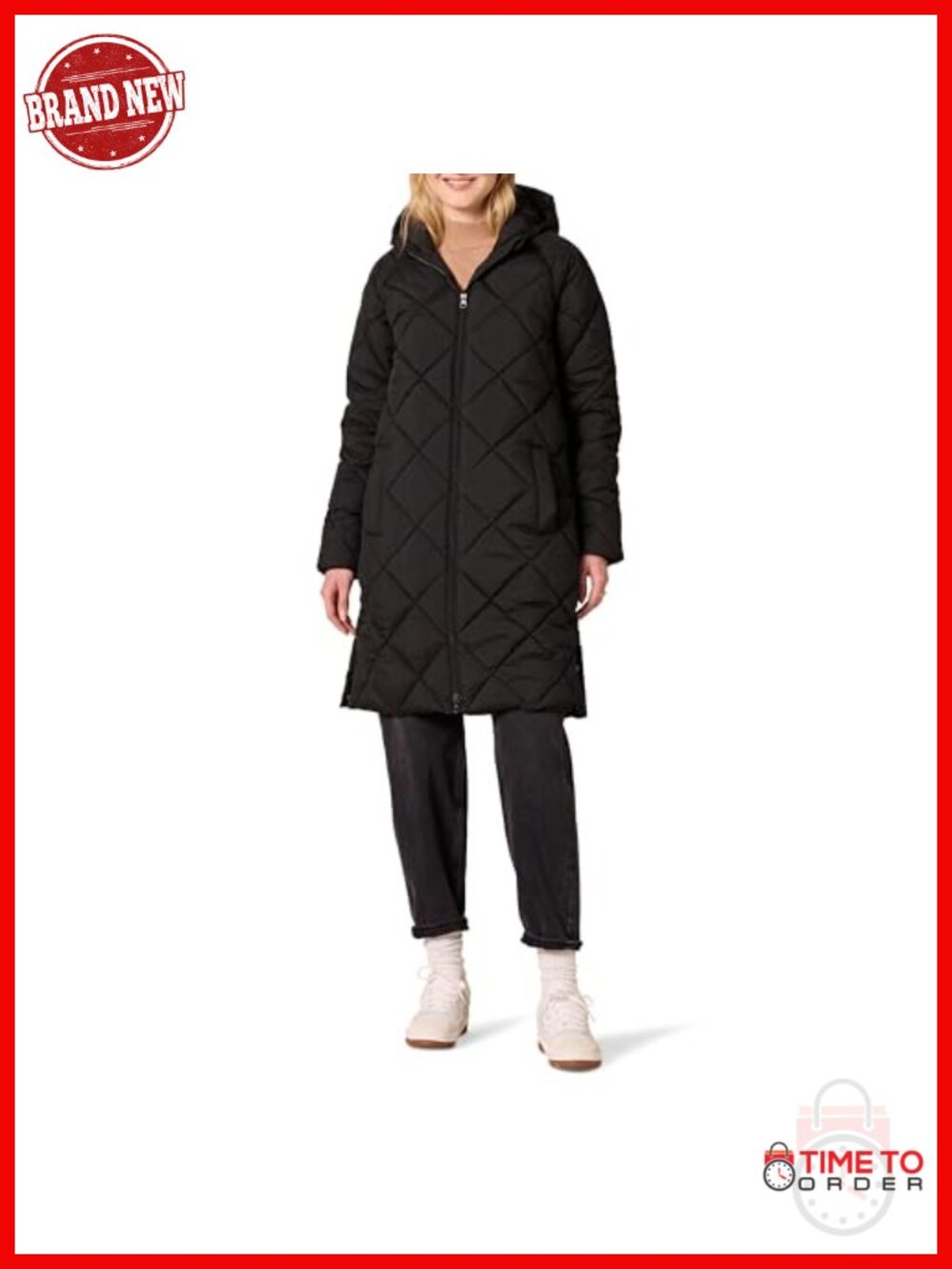 Women's Heavyweight Diamond Quilted Knee Length Puffer Jacket